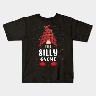 Silly Gnome Red Buffalo Plaid Christmas Pajama Matching Family Kids T-Shirt